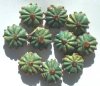 10 20x9mm Green and Yellow Lampwork Flowers